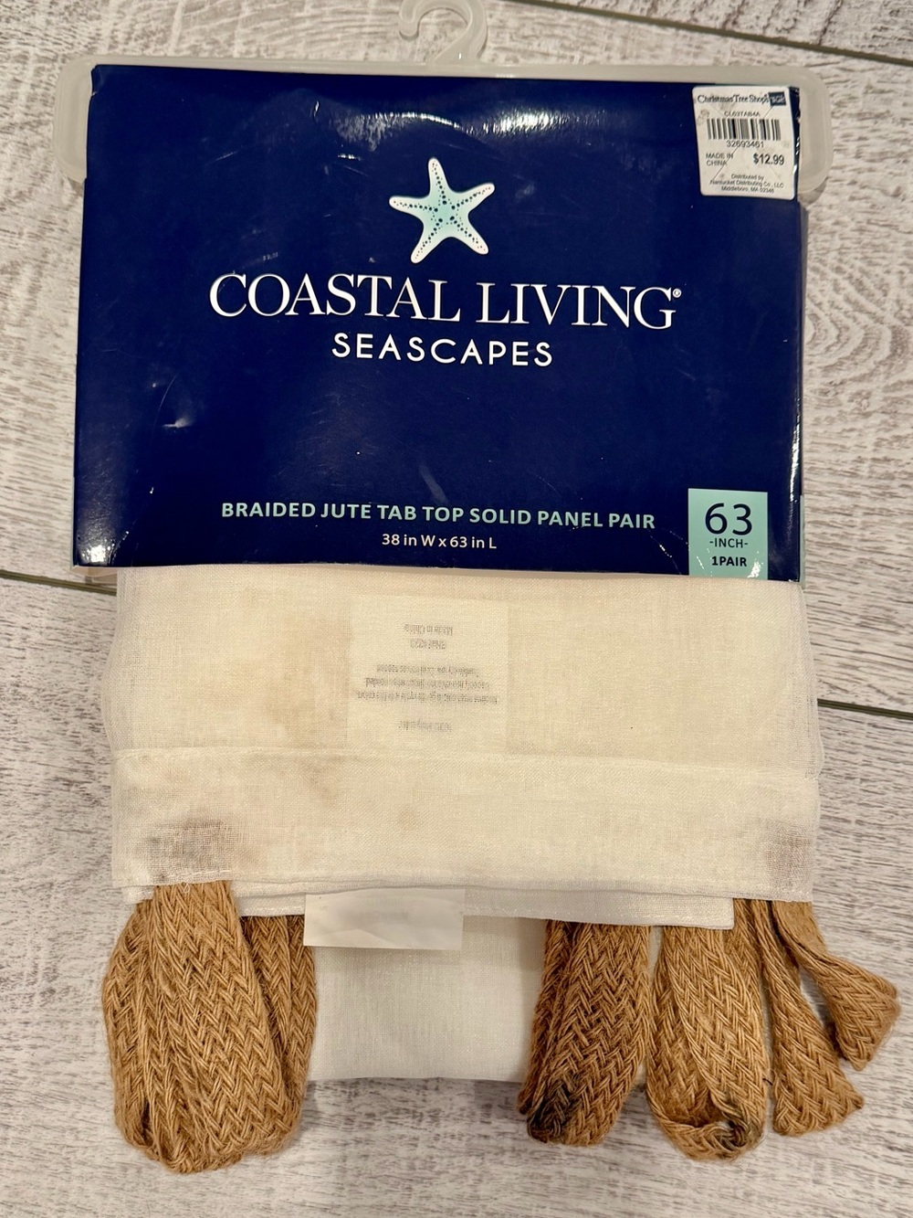 Coastal Living Seascapes Jute Tab Curtain Pair 38x63